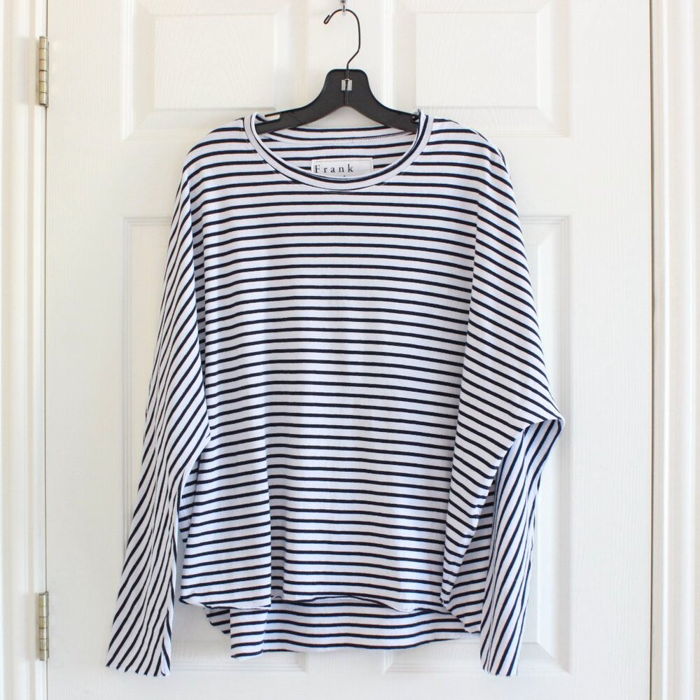 Frank & Eileen Women's Long Sleeve Navy and White Striped Tee